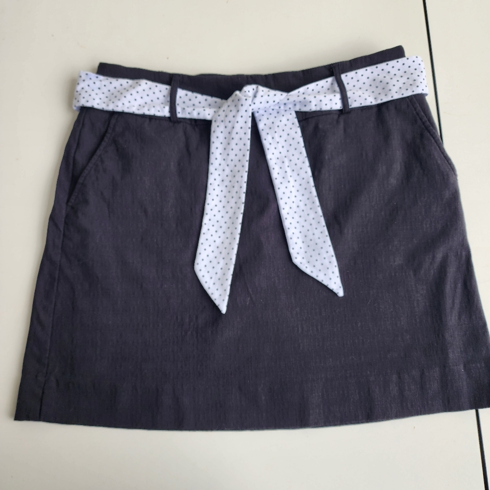 Women’s Dark Navy Skort with Polka Dot Tie Waist